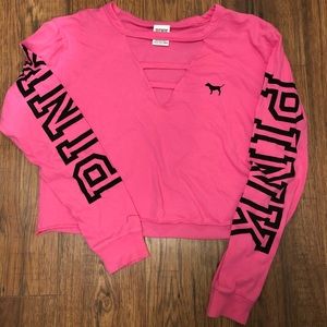 PINK- Long Sleeve Crop Top- Sz Small
